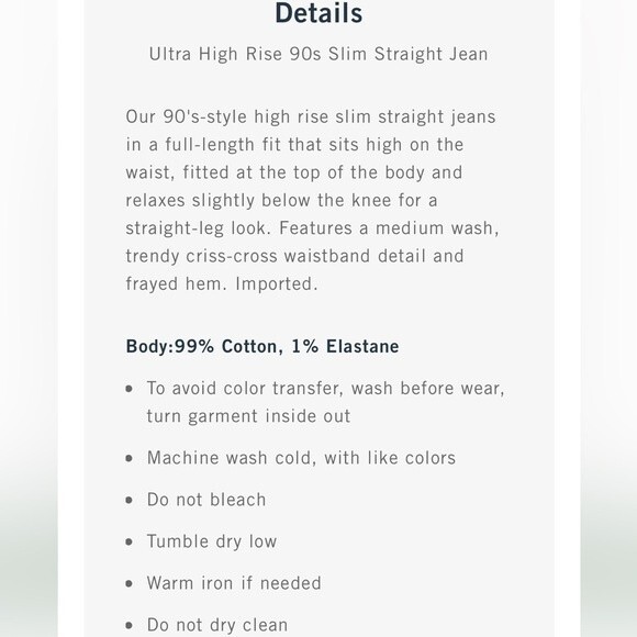 NWT Abercrombie & Fitch Ultra High Rise 90s Slim Straight Jean - Picture 10 of 10